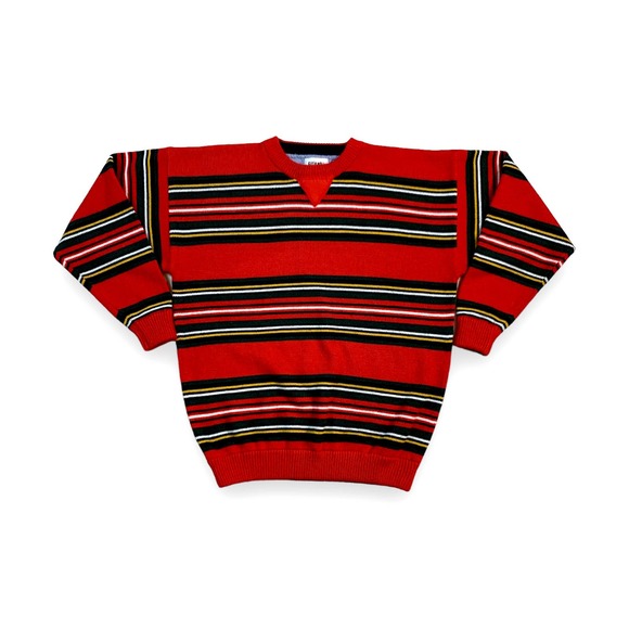 Vintage 90s Gitano Striped Acrylic Crewneck Sweater- Men's Size Large Pullover - Picture 3 of 9